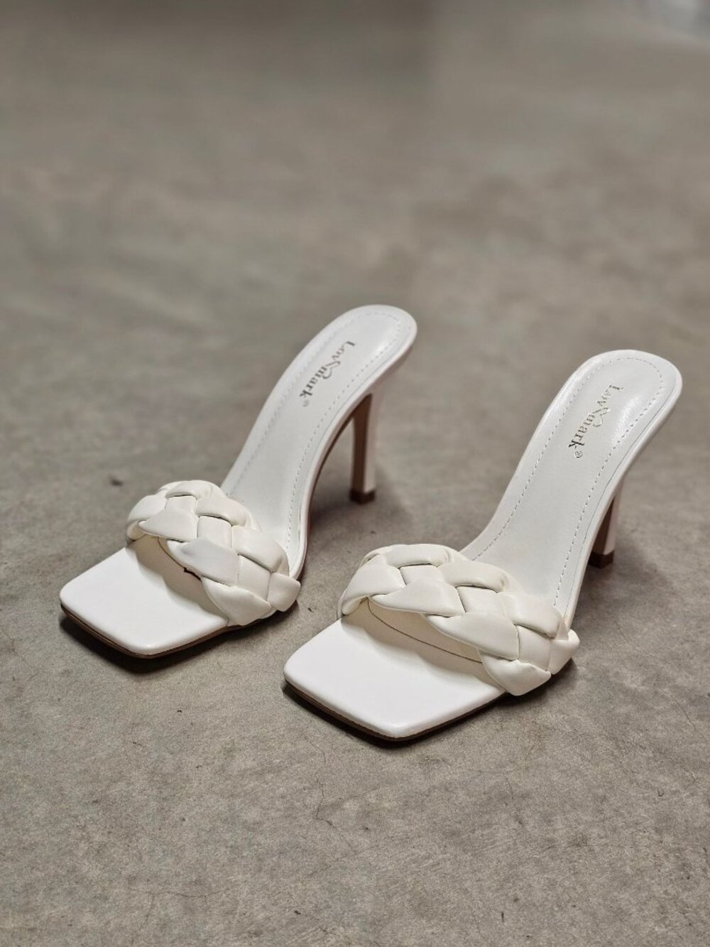Woven Strap High Heel Slide Sandals For Women Square Toe Stiletto Elegant & Styl
